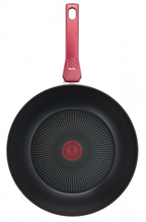 Tefal 28 cm wok pan, 6 to 8 people, No induction, Non-stick coating,  Resistant, Easy to clean, High performance, Thermo-Signal, Made in France,  Day By